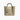 Leather Tote with Gold Accents & Leather Tassel - Beige