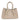Genuine Woven Leather Tote - Biege